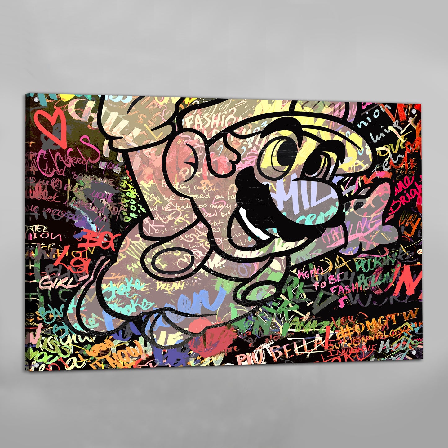 Cuadro Graffiti Mario: Impresión de arte de graffiti vibrante que presenta a Mario, un popular personaje de videojuego, en un estilo atrevido y colorido.