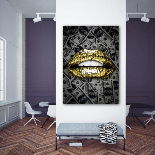 Cuadro Labios Oro - La Casa Del Cuadro