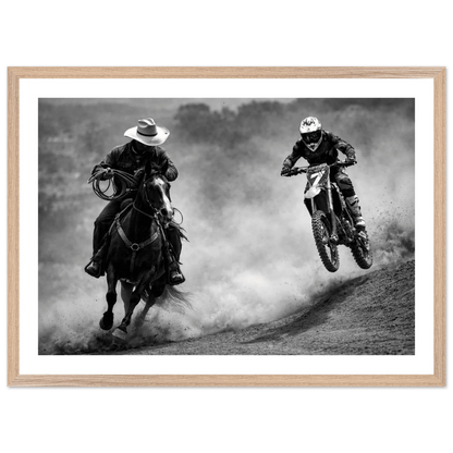 Cuadro Blanco y Negro Cowboy y Motocross - La Casa Del Cuadro