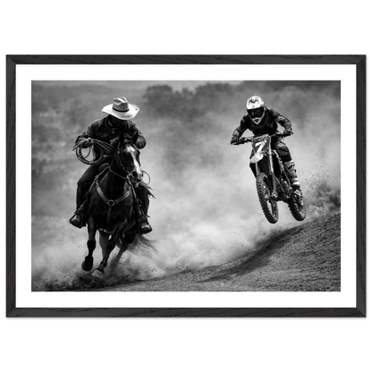 Cuadro Blanco y Negro Cowboy y Motocross - La Casa Del Cuadro