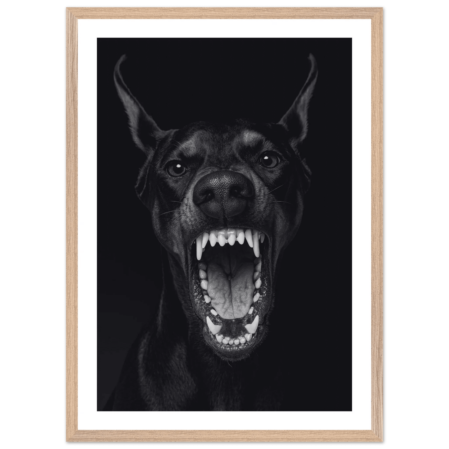 Cuadro Blanco y Negro Doberman Feroz - La Casa Del Cuadro