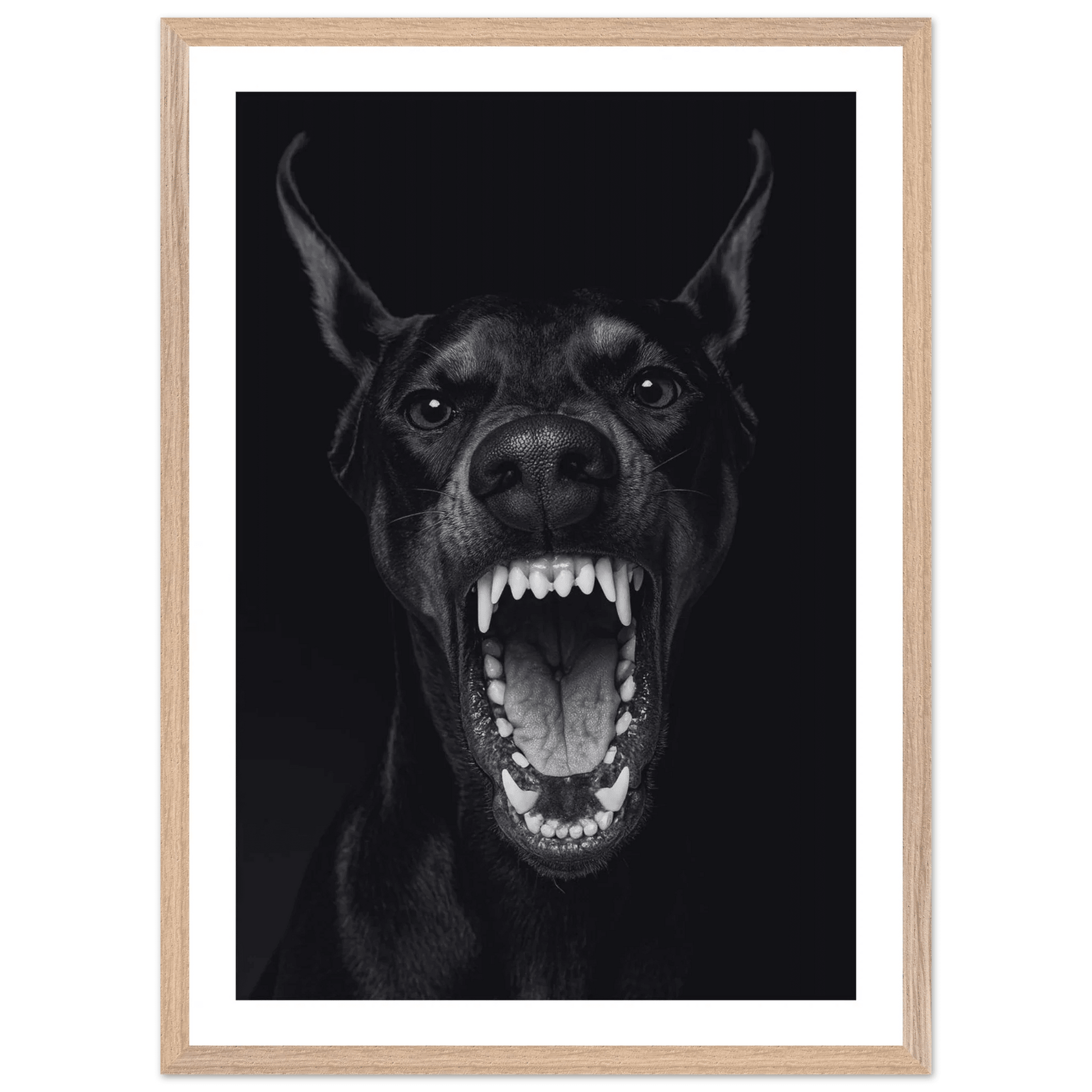 Cuadro Blanco y Negro Doberman Feroz - La Casa Del Cuadro