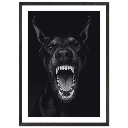 Cuadro Blanco y Negro Doberman Feroz - La Casa Del Cuadro