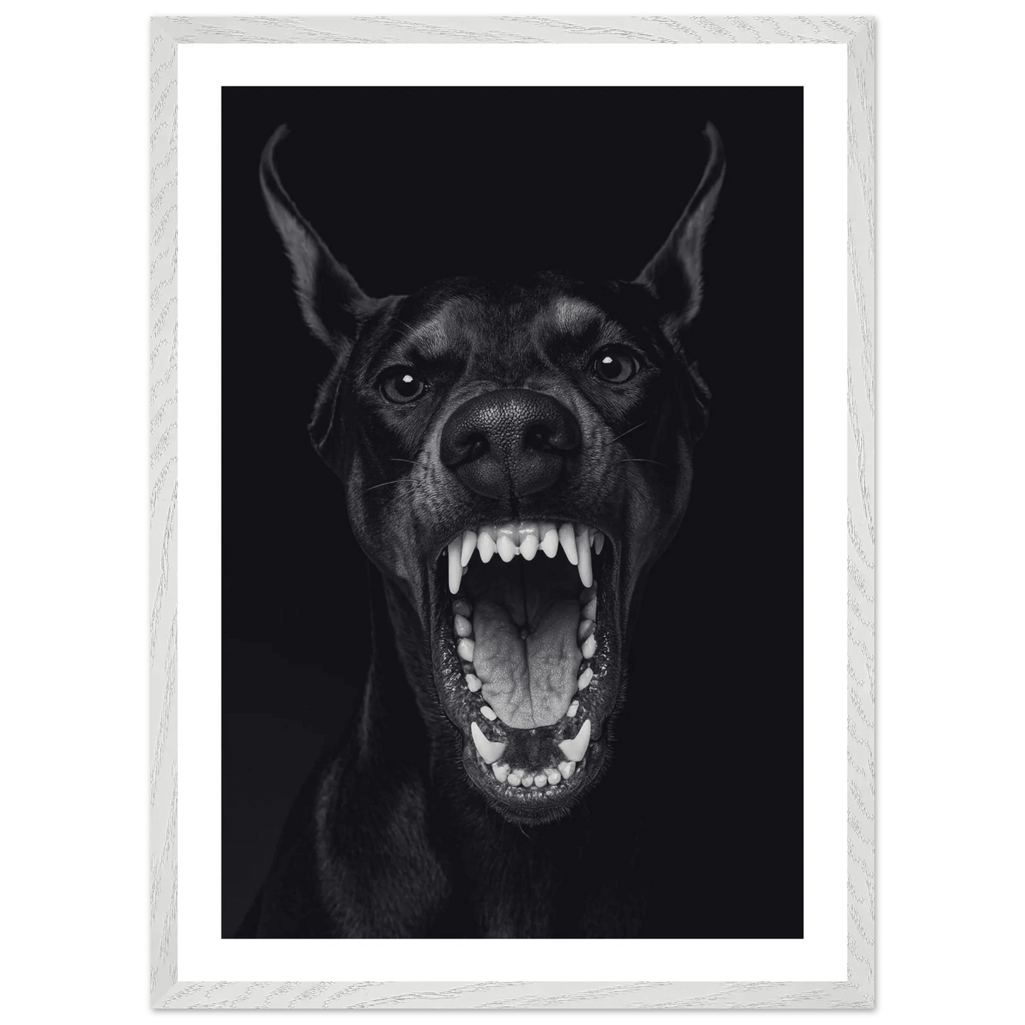 Cuadro Blanco y Negro Doberman Feroz - La Casa Del Cuadro
