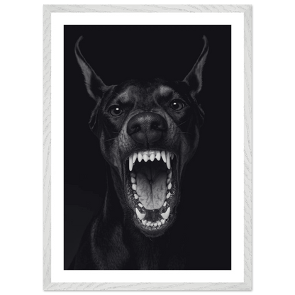 Cuadro Blanco y Negro Doberman Feroz - La Casa Del Cuadro