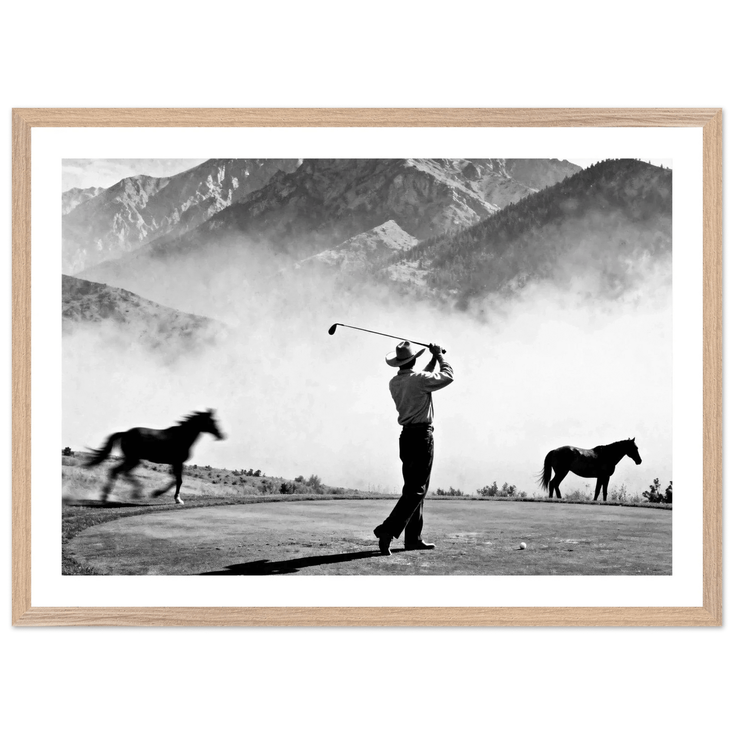 Cuadro Blanco y Negro Golf y Caballos - La Casa Del Cuadro