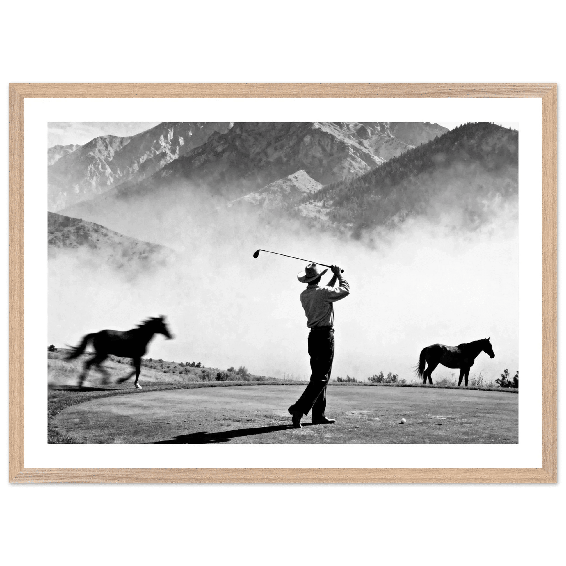 Cuadro Blanco y Negro Golf y Caballos - La Casa Del Cuadro