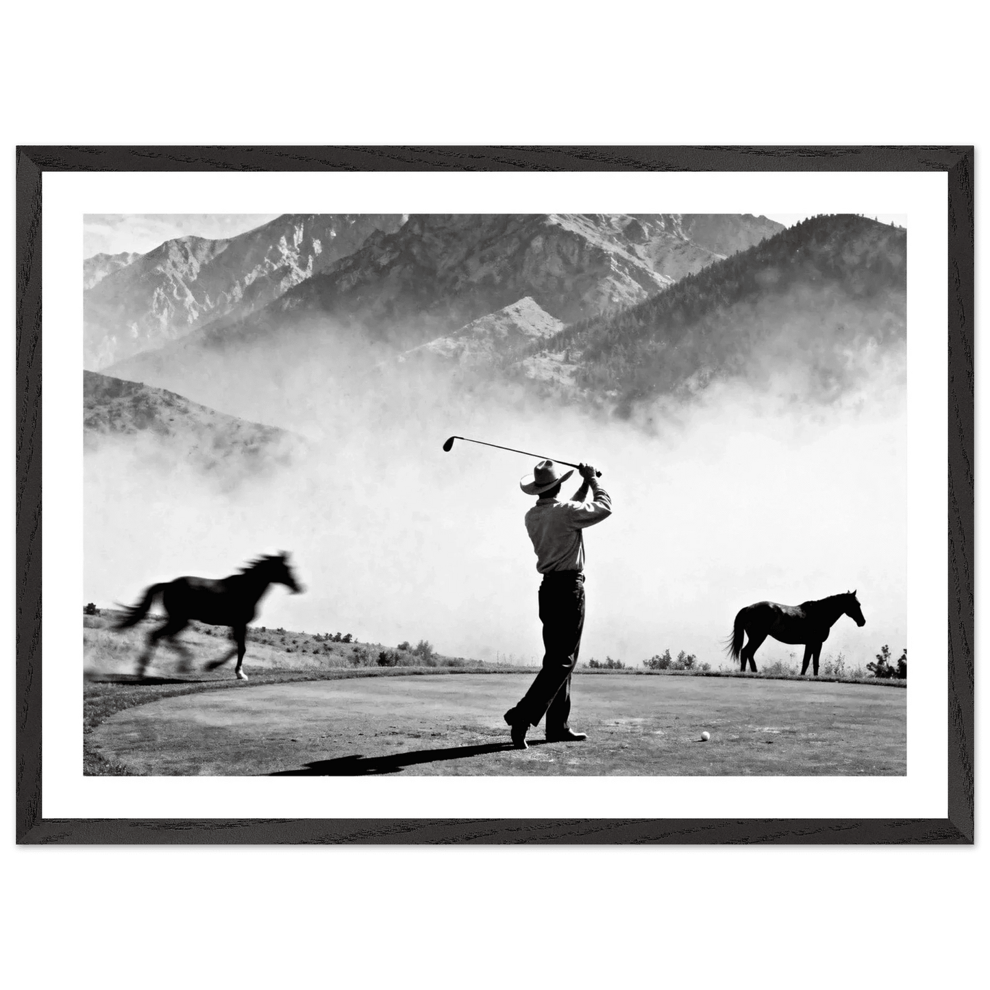 Cuadro Blanco y Negro Golf y Caballos - La Casa Del Cuadro