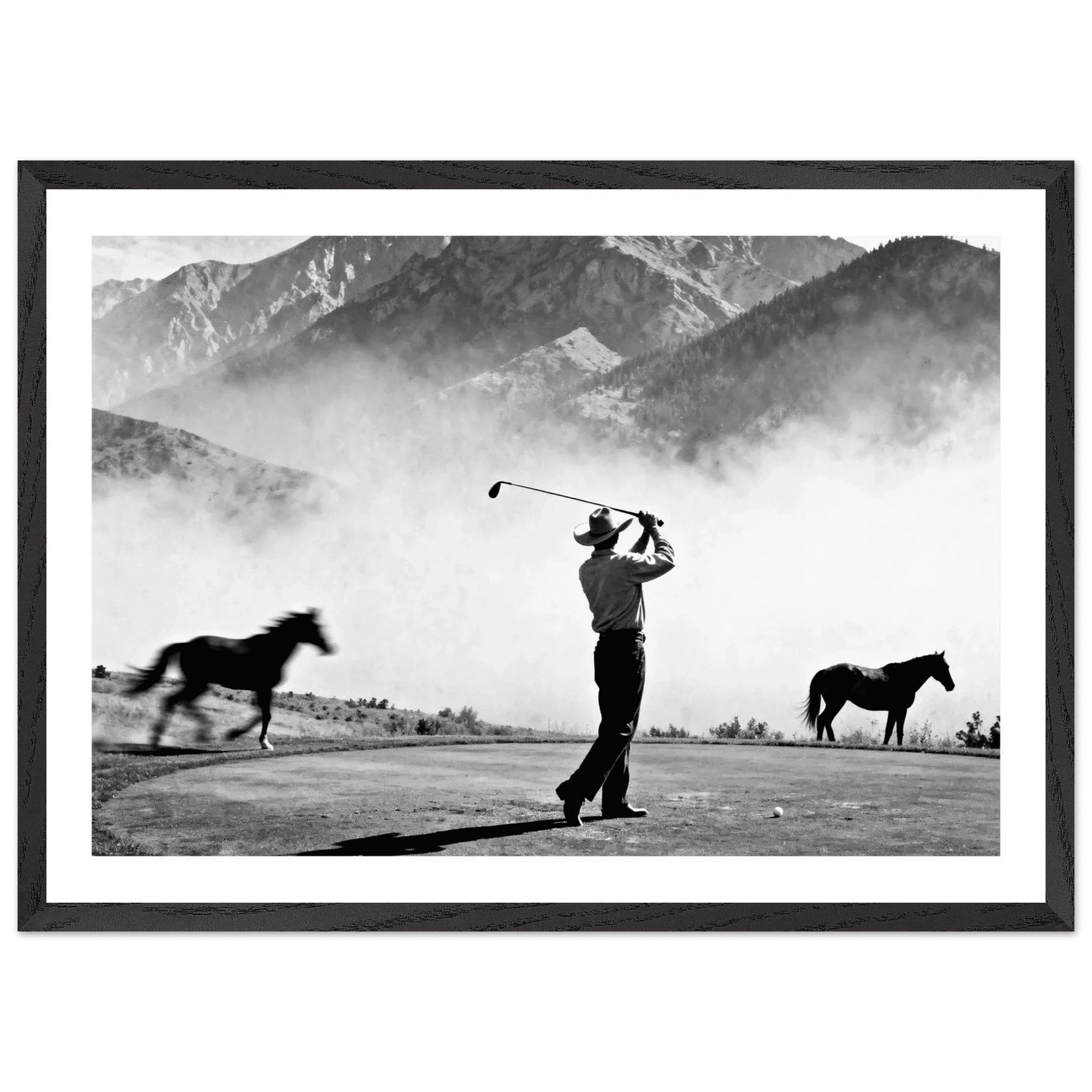 Cuadro Blanco y Negro Golf y Caballos - La Casa Del Cuadro