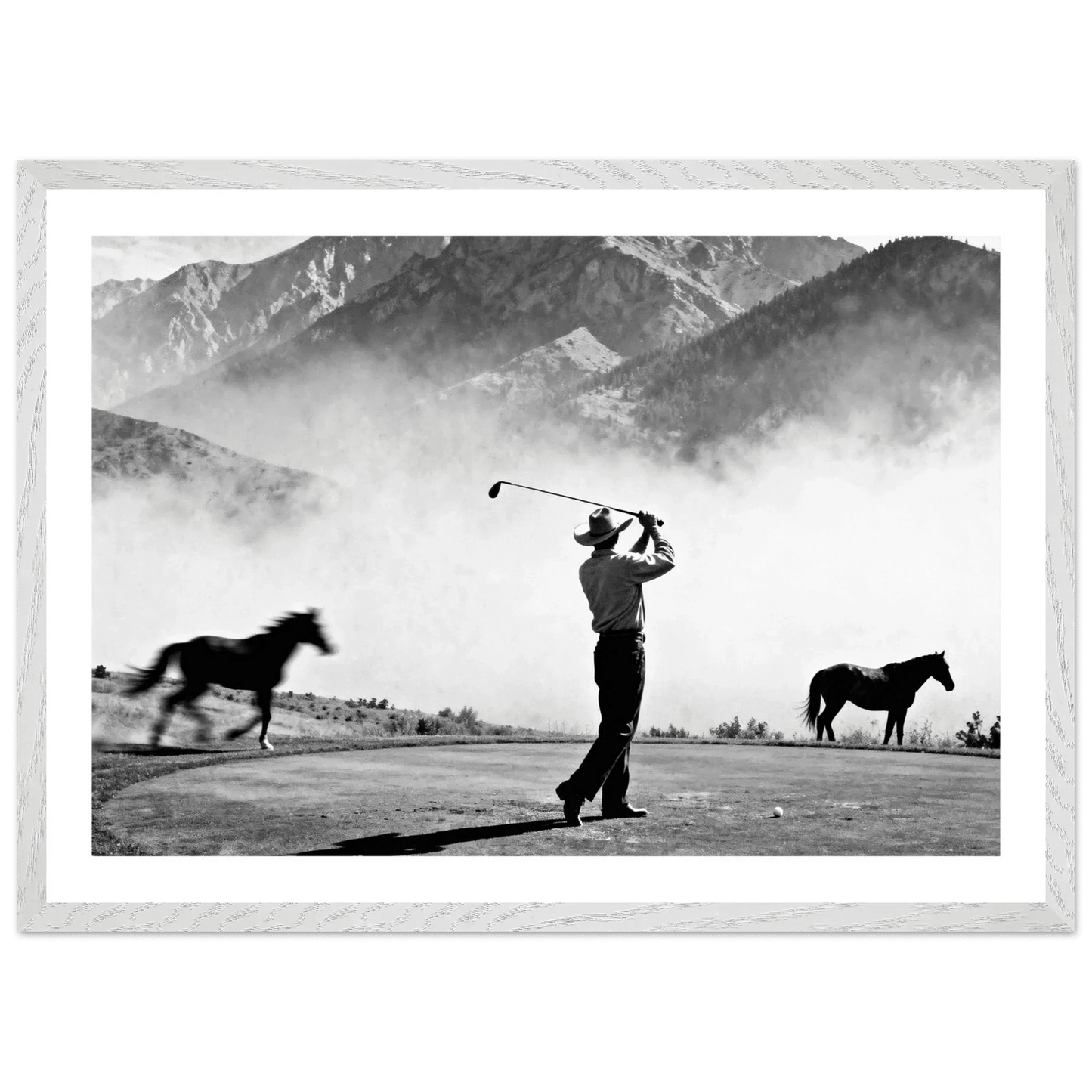Cuadro Blanco y Negro Golf y Caballos - La Casa Del Cuadro