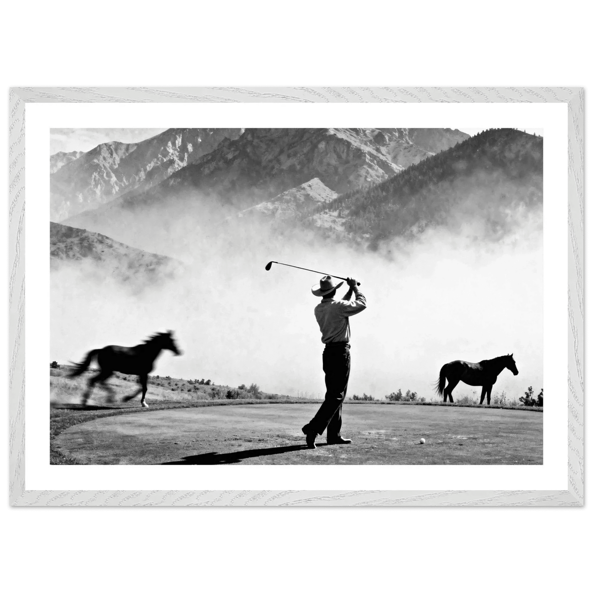 Cuadro Blanco y Negro Golf y Caballos - La Casa Del Cuadro
