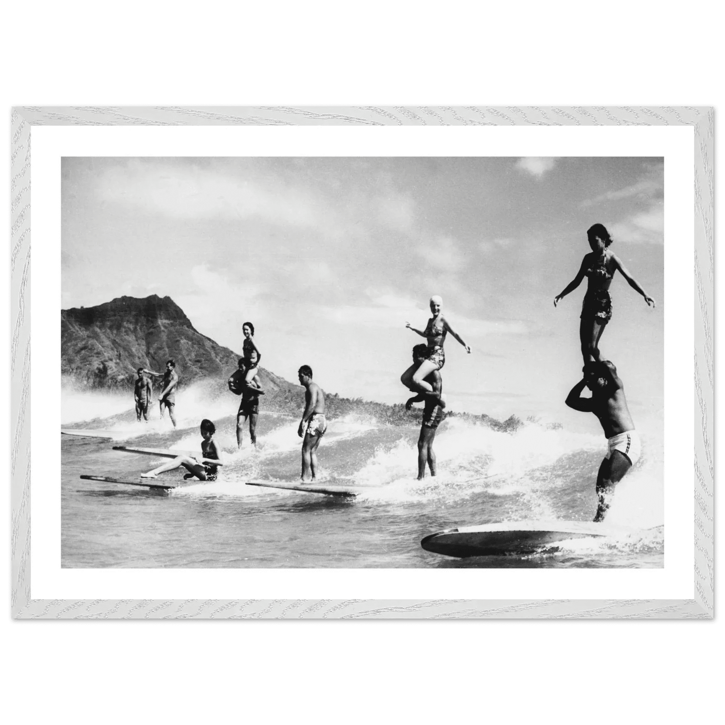 Cuadro Blanco y Negro Surf Hawái Vintage - La Casa Del Cuadro