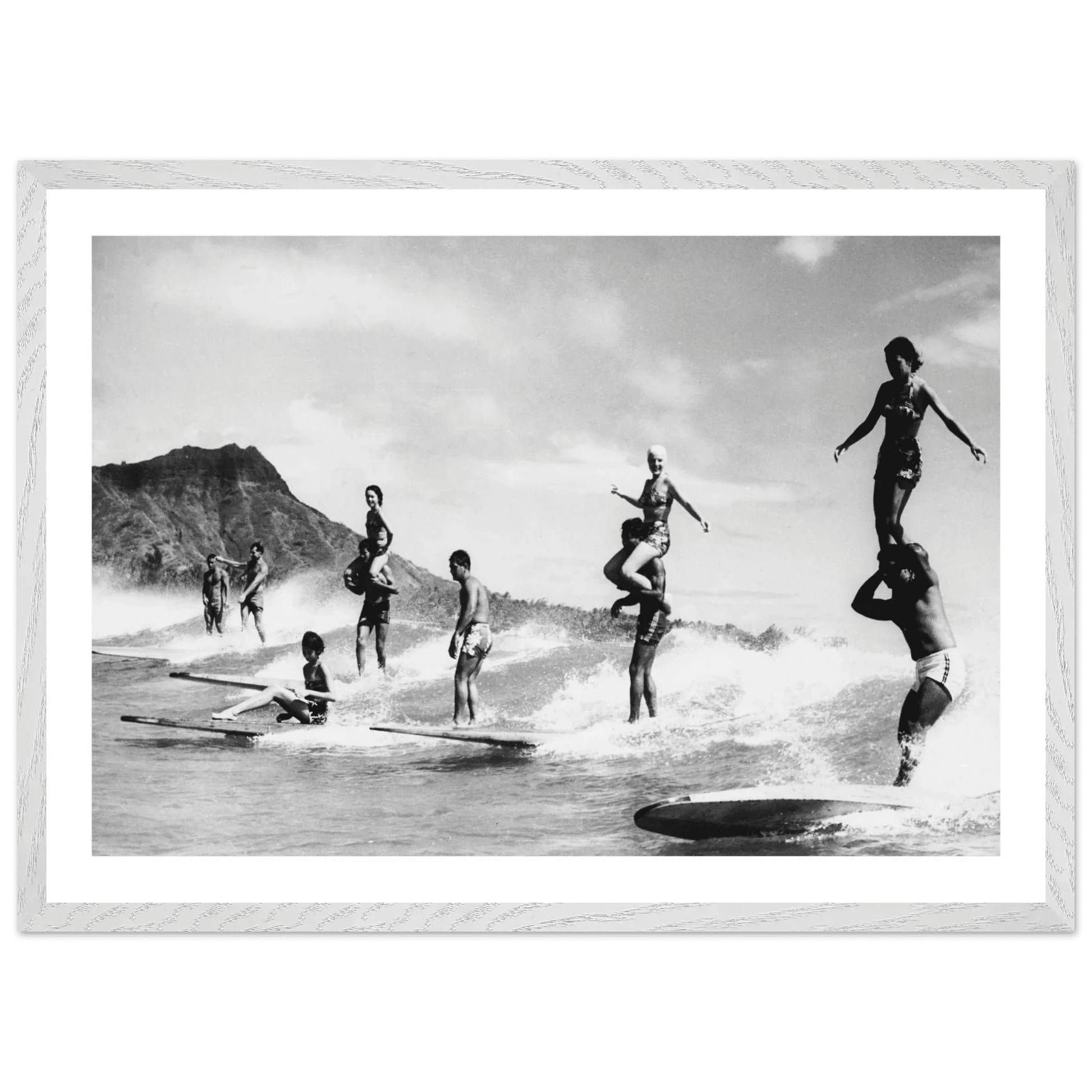 Cuadro Blanco y Negro Surf Hawái Vintage - La Casa Del Cuadro