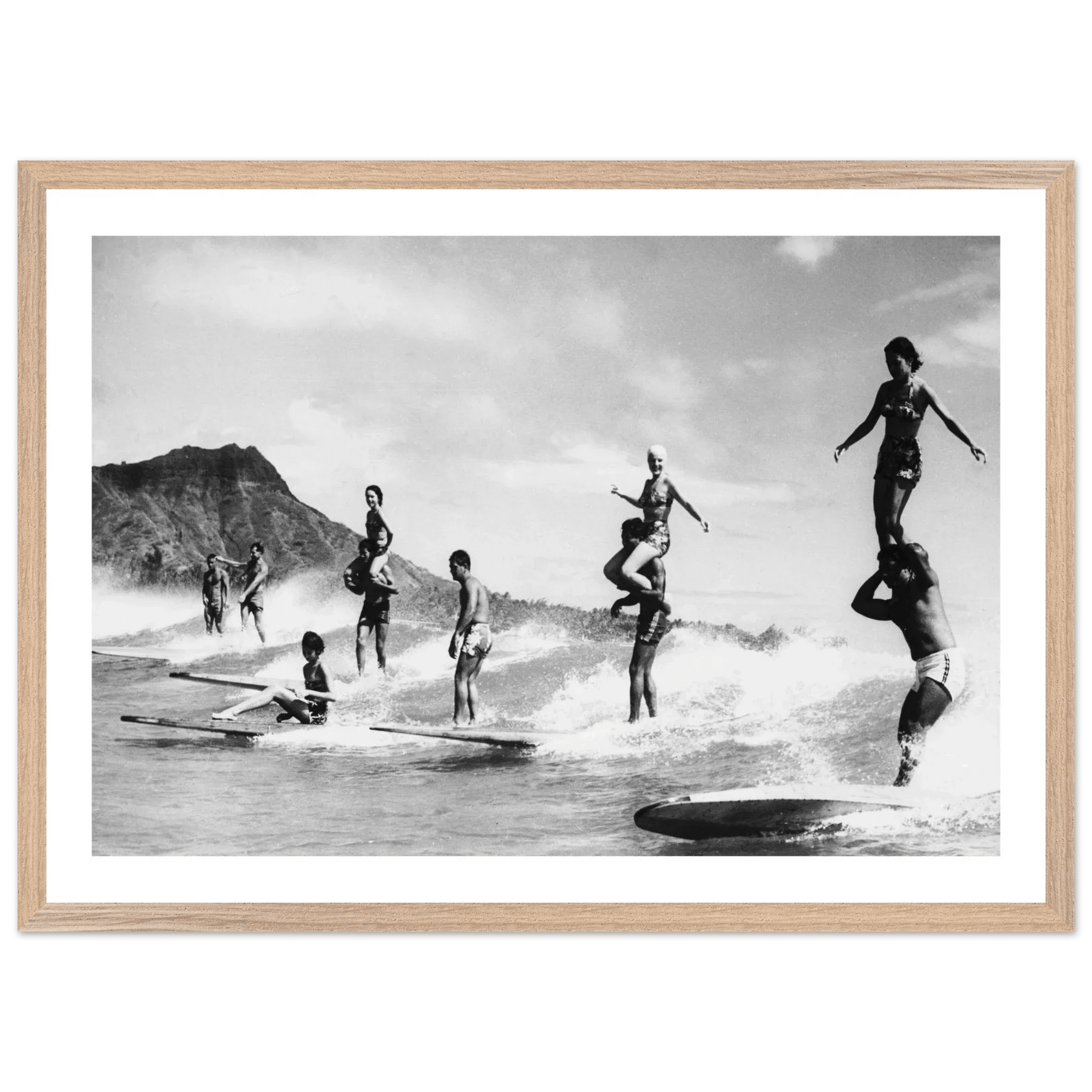 Cuadro Blanco y Negro Surf Hawái Vintage - La Casa Del Cuadro