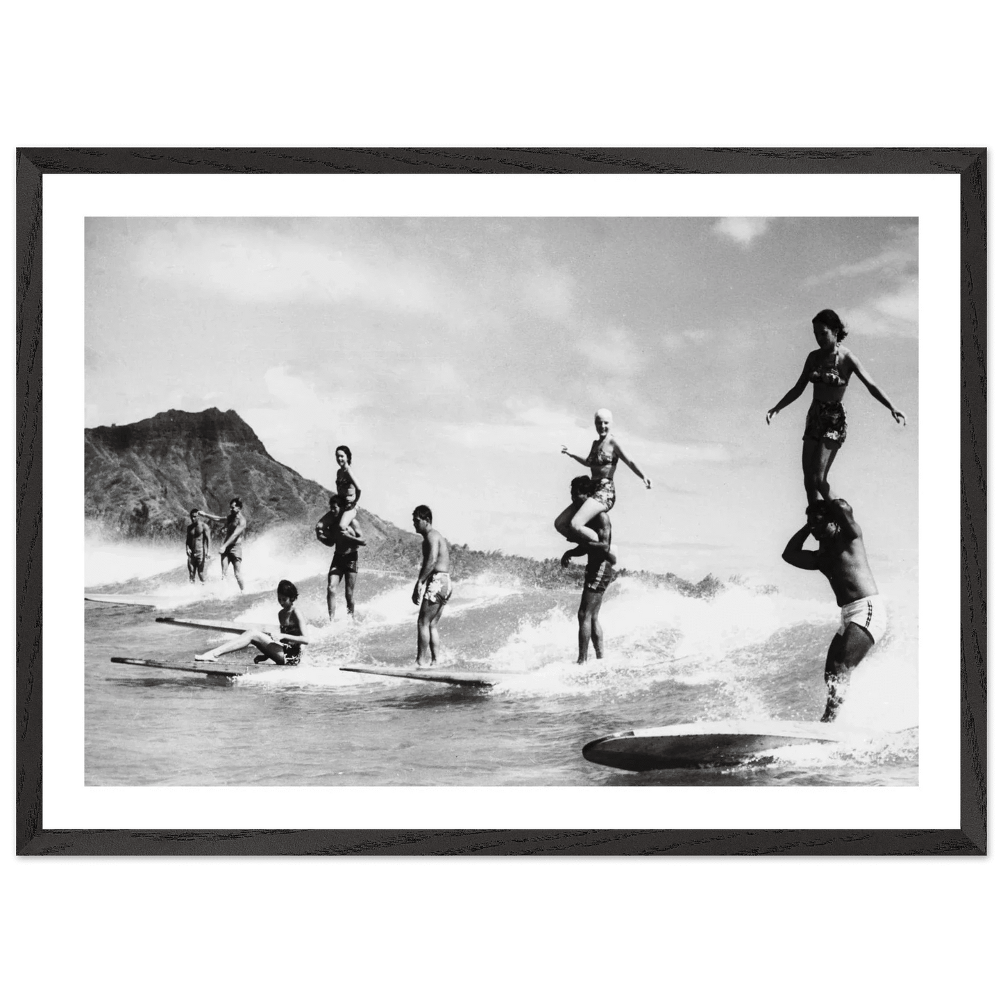 Cuadro Blanco y Negro Surf Hawái Vintage - La Casa Del Cuadro