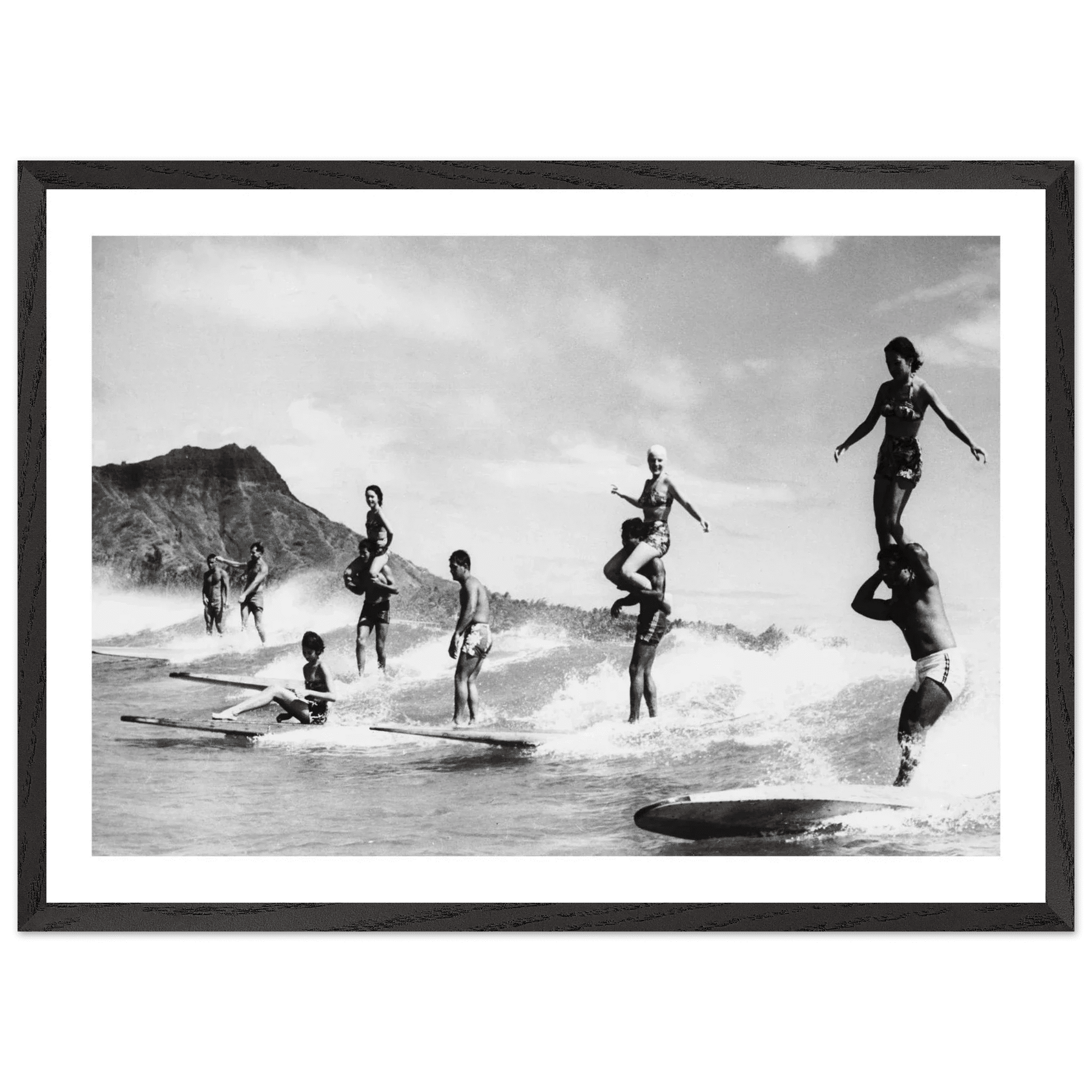 Cuadro Blanco y Negro Surf Hawái Vintage - La Casa Del Cuadro