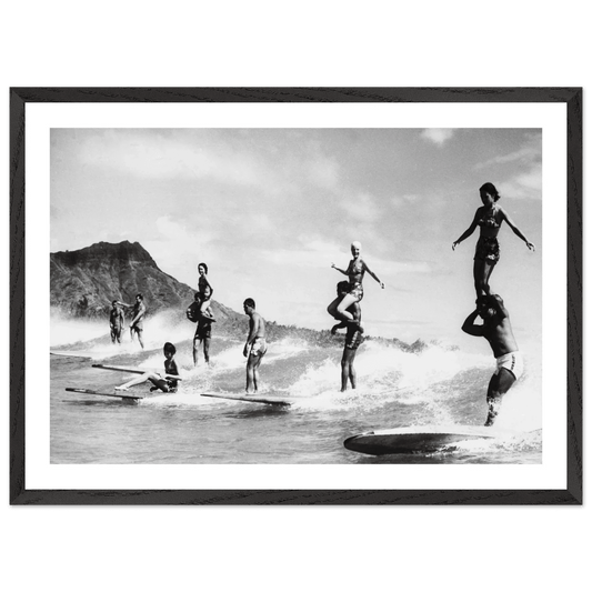 Cuadro Blanco y Negro Surf Hawái Vintage - La Casa Del Cuadro