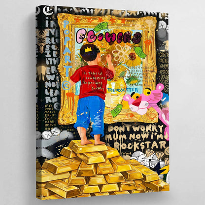 Cuadro Graffiti Niño Millonario - La Casa Del Cuadro