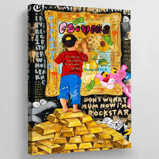 Cuadro Graffiti Niño Millonario - La Casa Del Cuadro