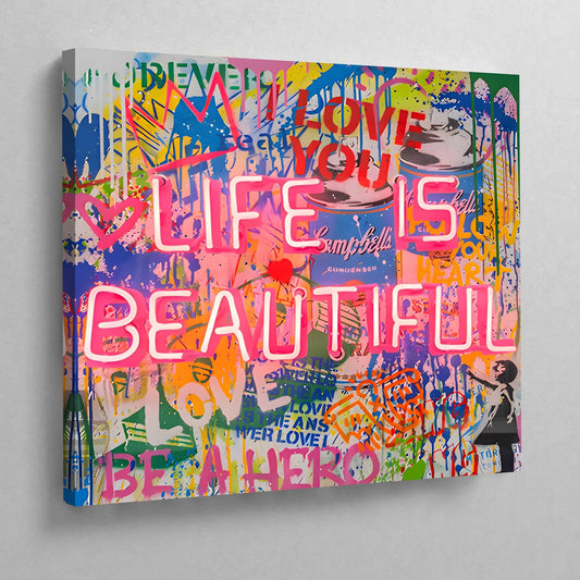 Cuadro Life Is Beautiful Graffitis - La Casa Del Cuadro