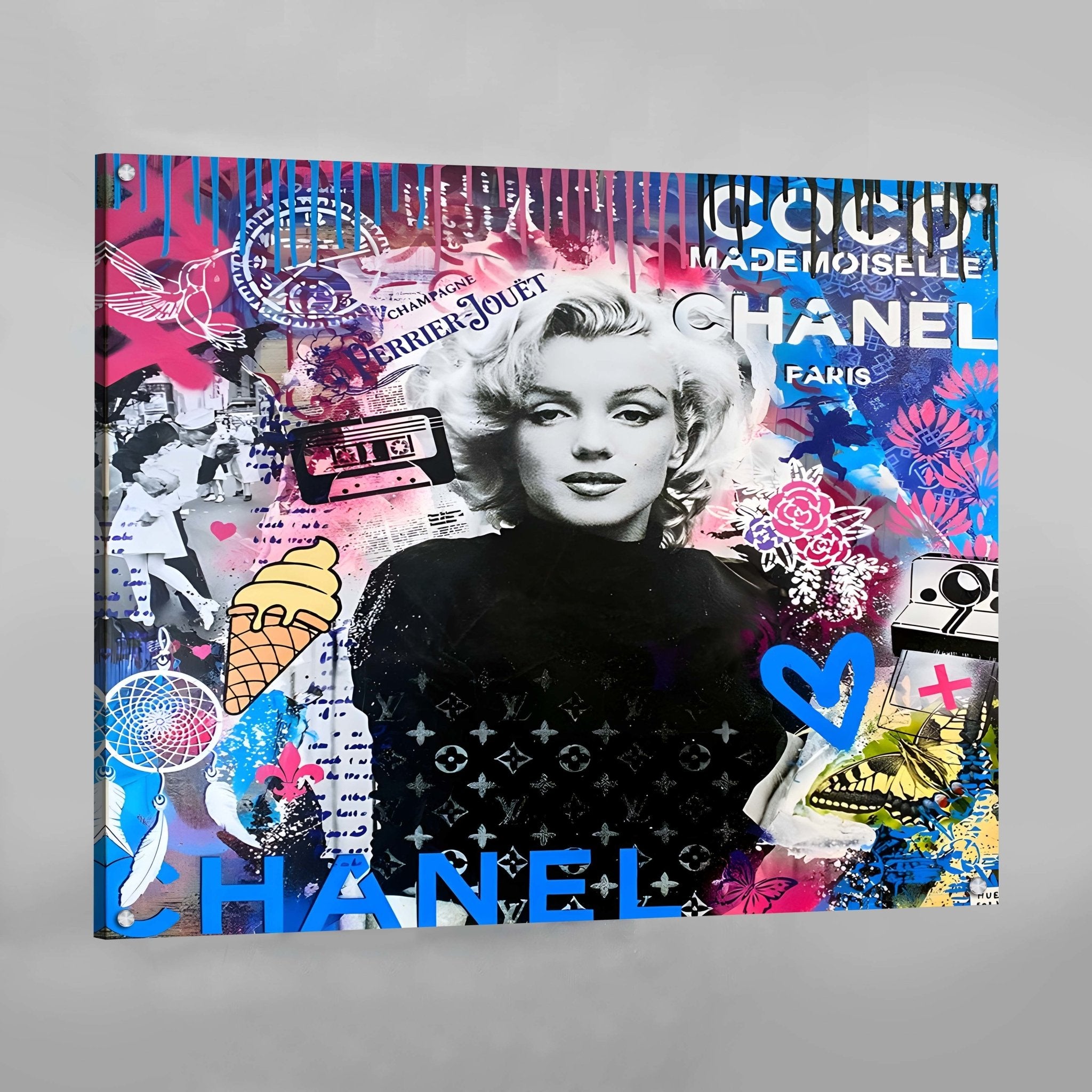 KUSTOM ART Tableau mural série Acteurs célèbres Marilyn Monroe Chewing Gum Street Art Impression sur bois 25 x 18 cm KUSTOM ART Tableau mural série Acteurs célèbres Marilyn Monroe Chewing Gum Street Art Impression sur bois 25 x 18 cm